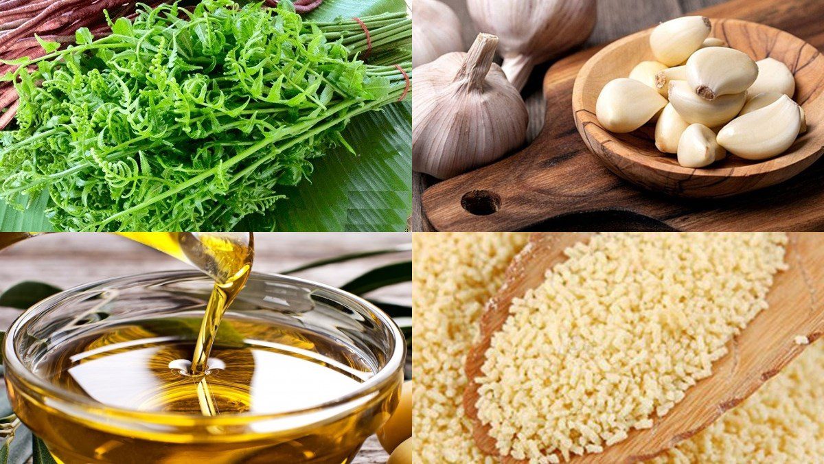 Ingredients for garlic stir-fried fern