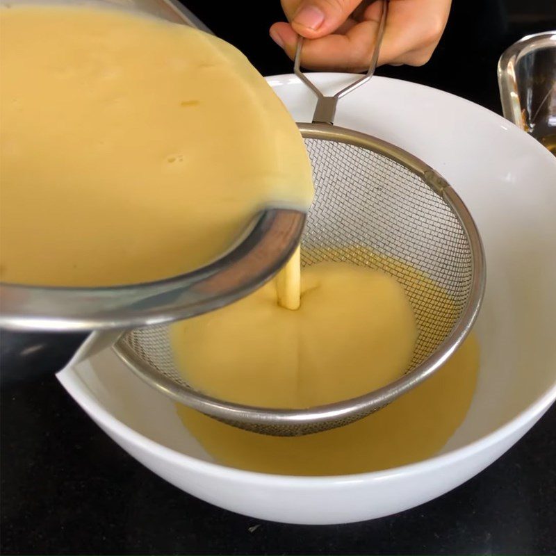 Step 3 Sift the milk mixture for flan using an air fryer