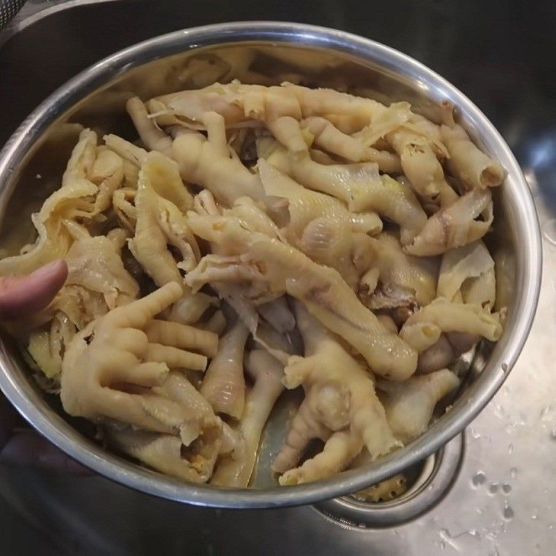 Step 2 Debone chicken feet Chicken feet soaked in lemongrass and calamondin