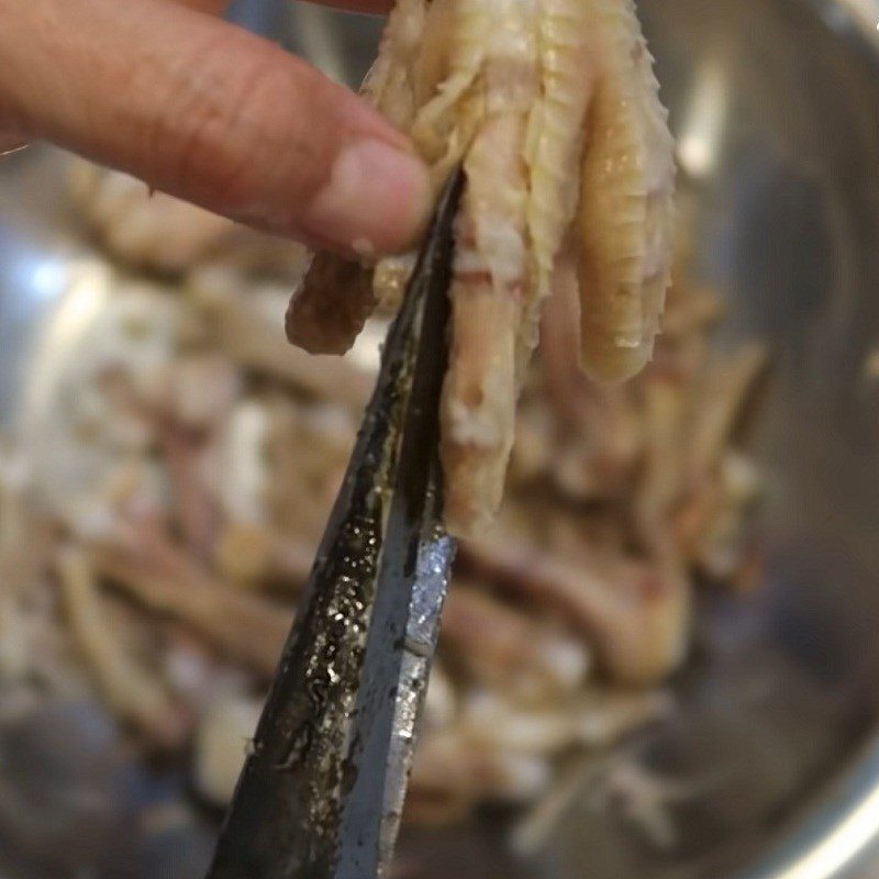 Step 2 Debone chicken feet Chicken feet soaked in lemongrass and calamondin
