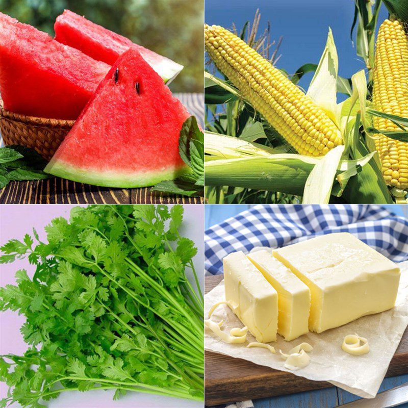 Ingredients for corn watermelon salad