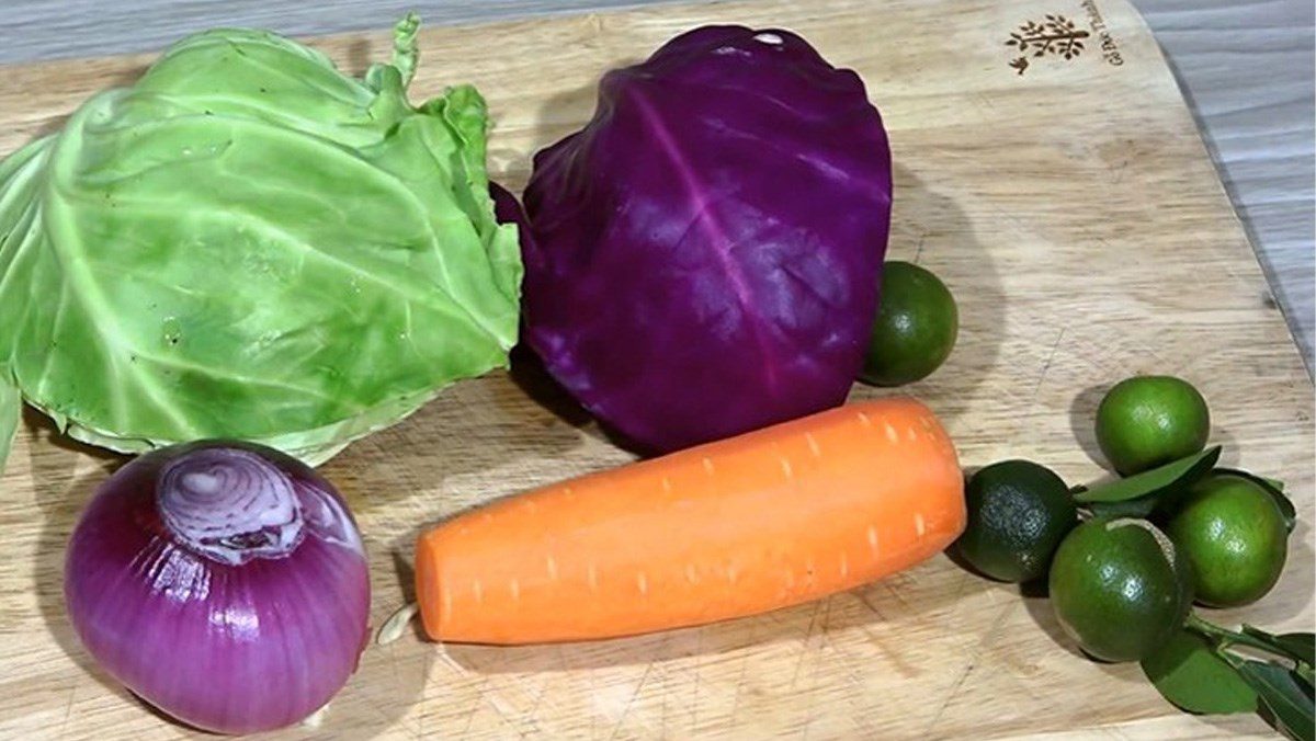 Ingredients for purple cabbage salad with mayonnaise