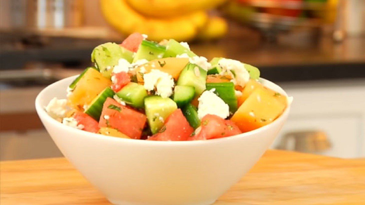 Vegetable salad with feta cheese