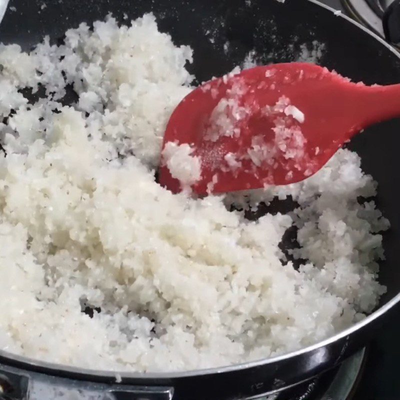 Step 1 Cook coconut filling Grilled Coconut Stuffed Cake in a non-stick pan