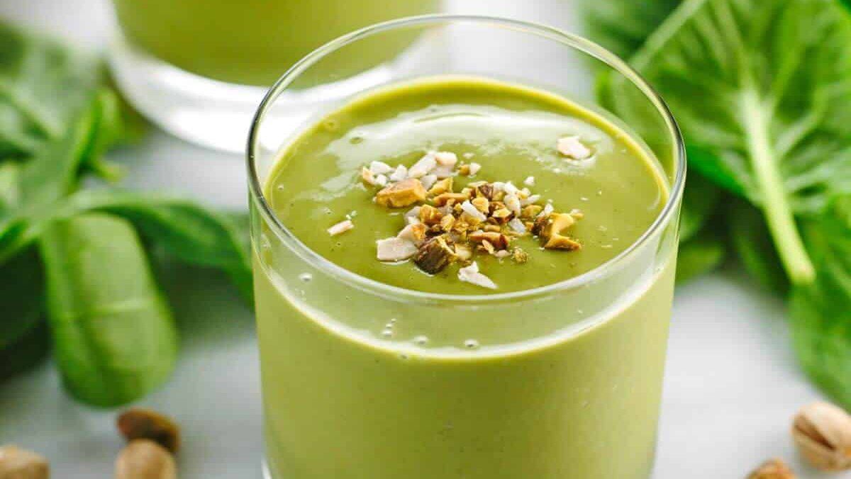 Matcha peach banana smoothie