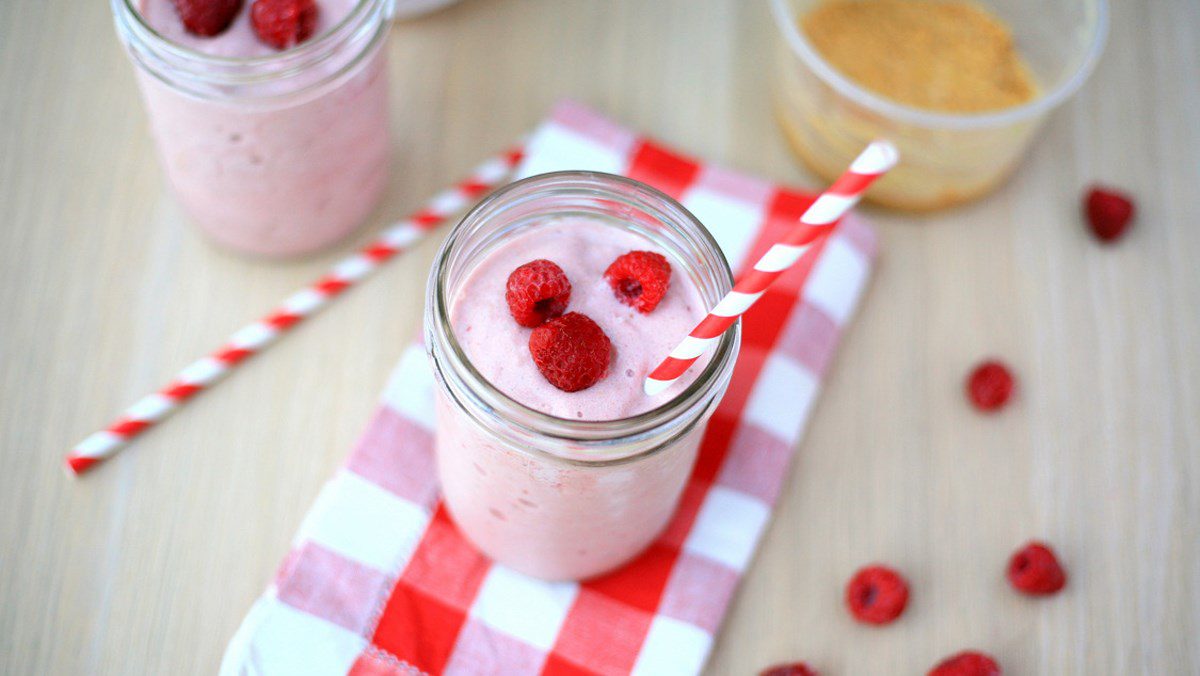 Peanut butter and jelly protein smoothie