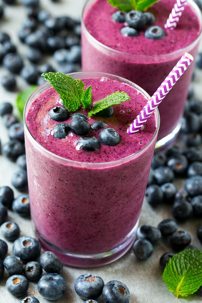 Blueberry and Peach Smoothies