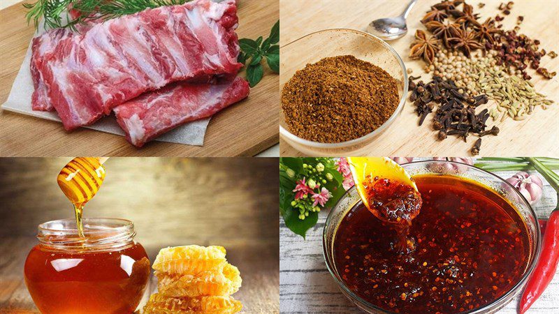 Ingredients for the grilled five-spice ribs dish using an oven