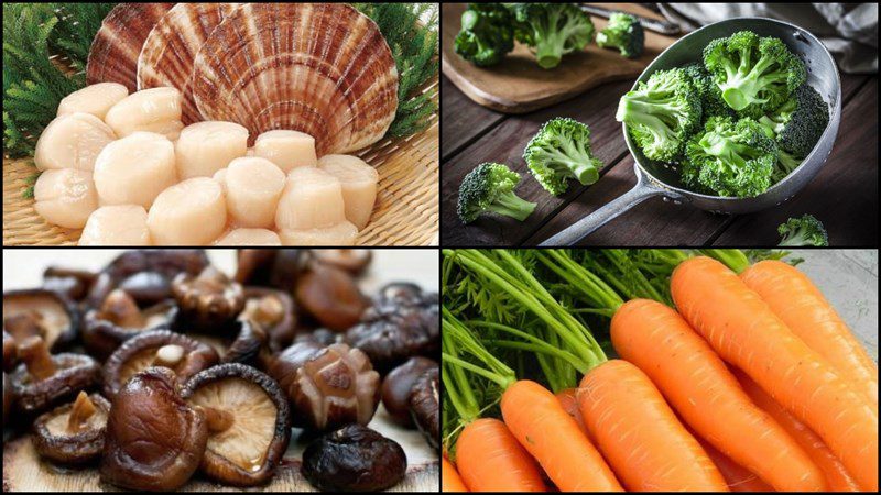 Ingredients for stir-fried scallops with enoki mushrooms, scallops stir-fried with broccoli