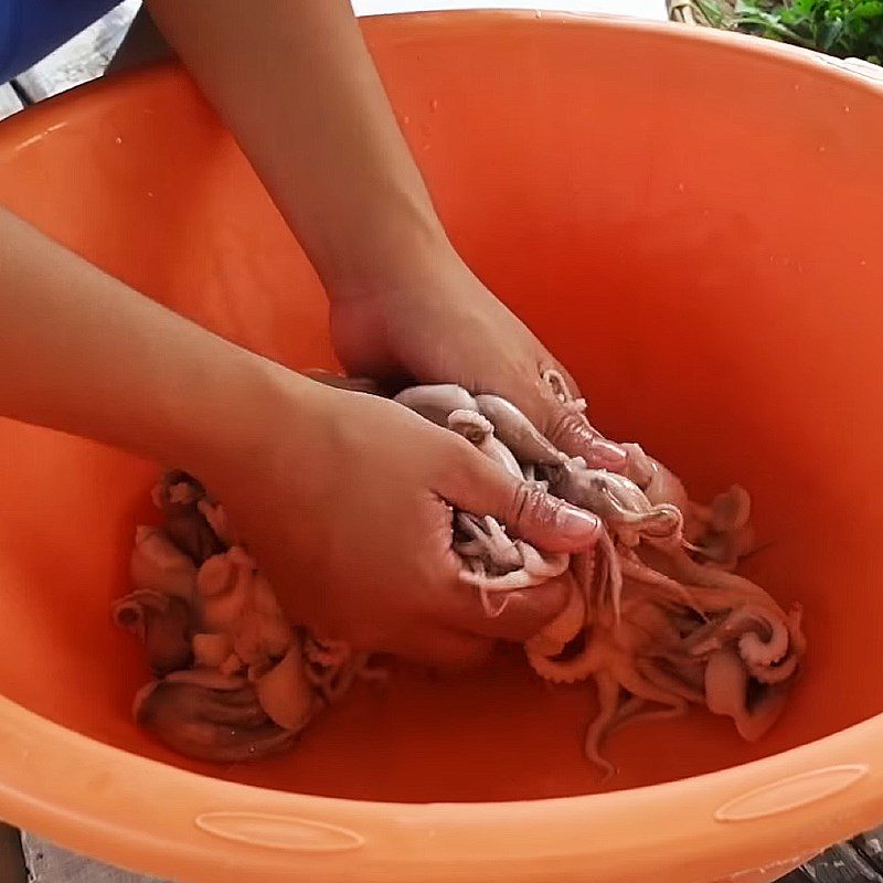 Step 1 Prepare the octopus for Thai-style Octopus Salad with lime and chili