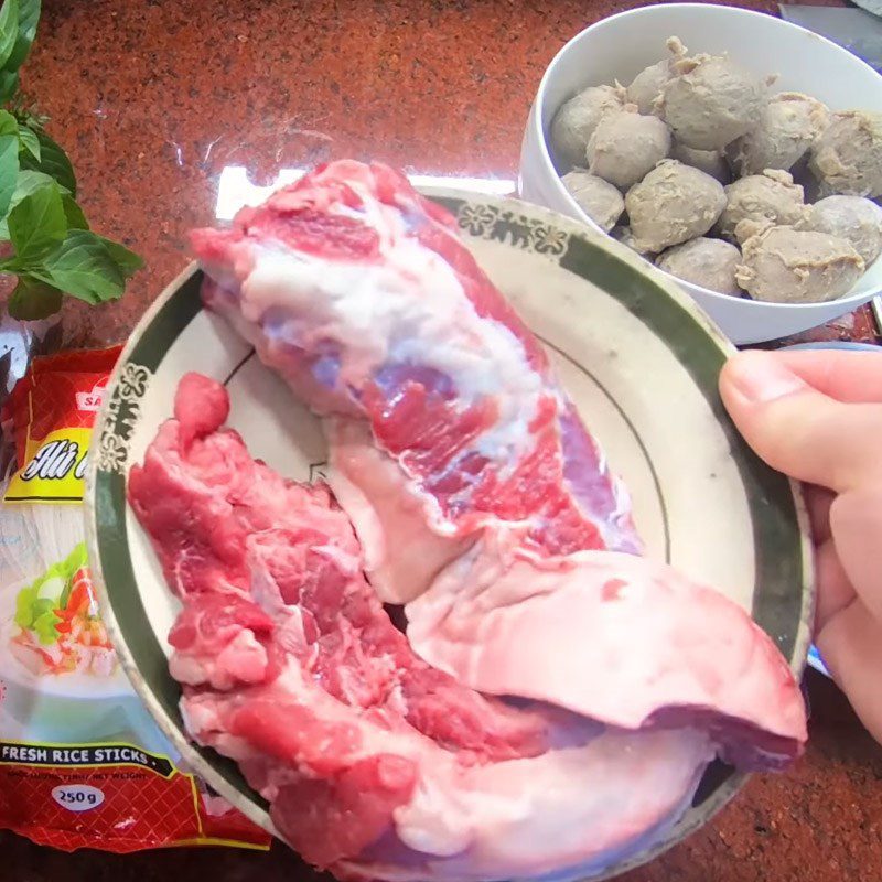 Step 1 Prepare the beef and other ingredients for Beef Ball Noodle Soup with Beef Brisket