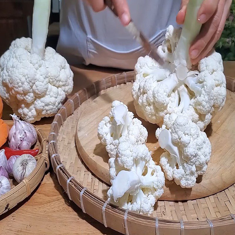 Step 1 Prepare cauliflower and carrots for Sweet and Sour Pickled Cauliflower