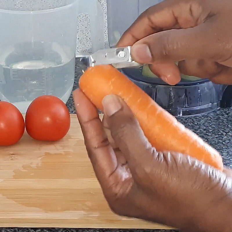 Step 1 Prepare tomatoes, carrots, and cucumbers Tomato carrot cucumber juice