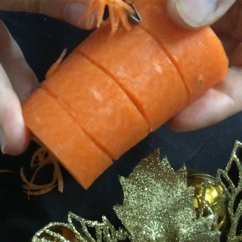 Step 1 Prepare the carrot Make a Christmas tree shape from a carrot