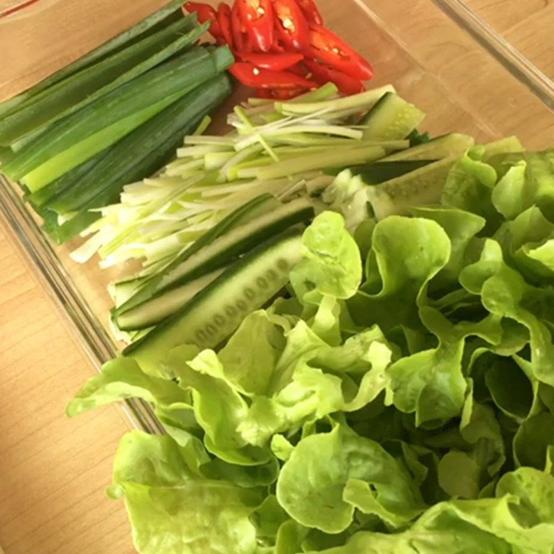 Step 1 Prepare the types of vegetables for wrapping Lemongrass Stir-Fried Beef Spring Rolls