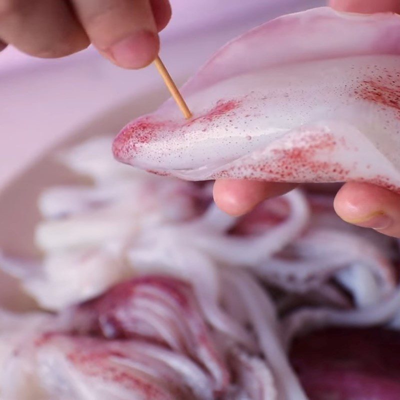 Step 1 Prepare the ingredients for Grilled Stuffed Squid Skewers