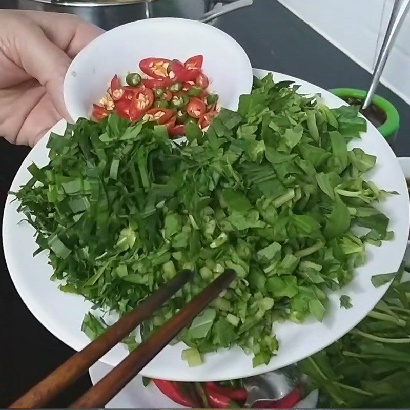 Step 2 Prepare other ingredients for stinky crab noodles - Gia Lai crab soup with fermented fish sauce