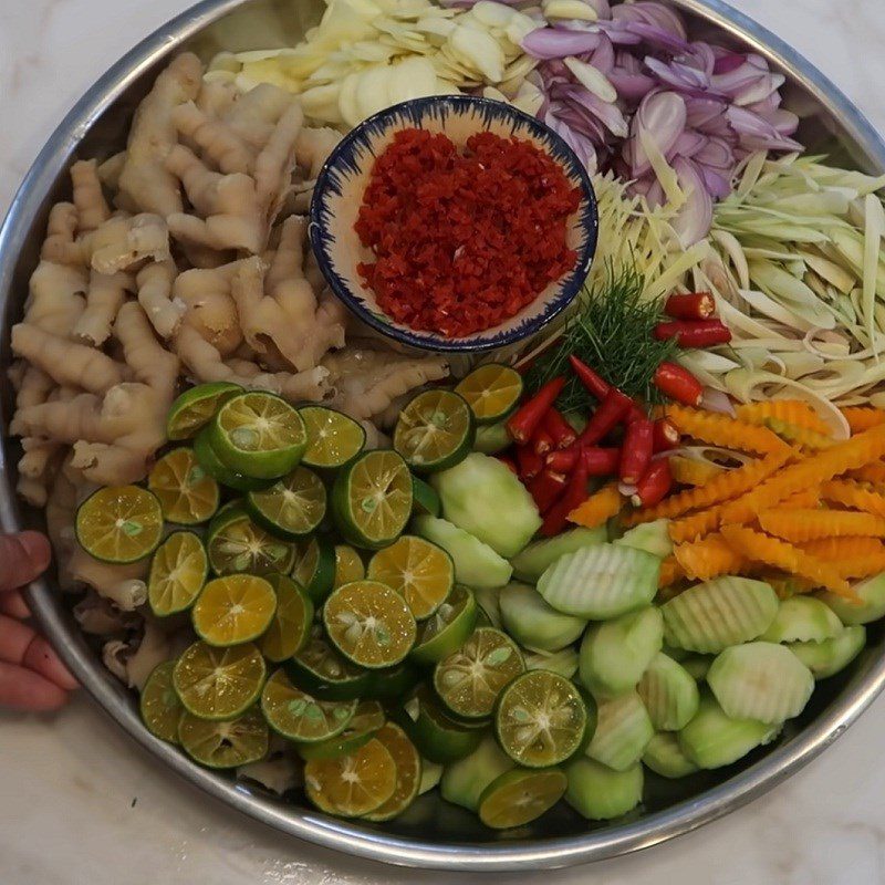 Step 3 Prepare other ingredients Deboned chicken feet soaked in lemongrass and calamondin