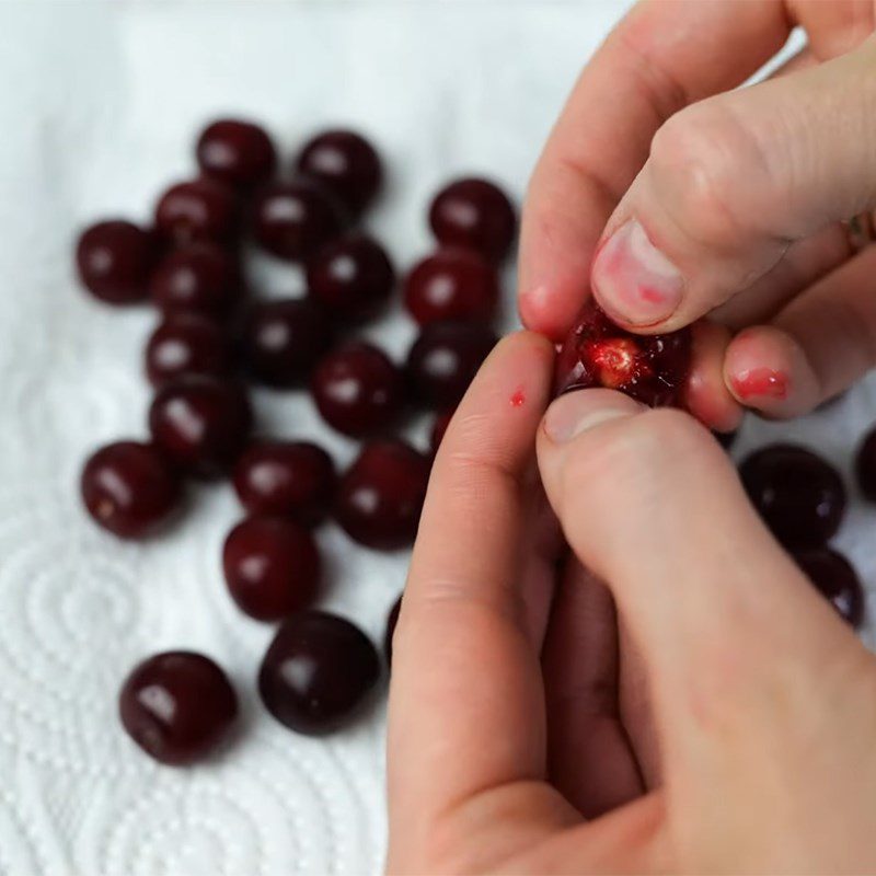 Step 1 Prepare cherries for cherry vanilla pudding