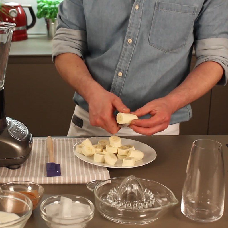 Step 1 Prepare bananas for Banana Avocado Peanut Yogurt Smoothie