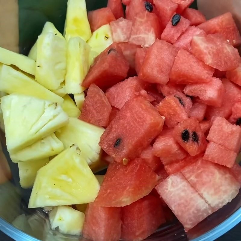 Step 1 Prepare watermelon and pineapple Watermelon and Pineapple Juice
