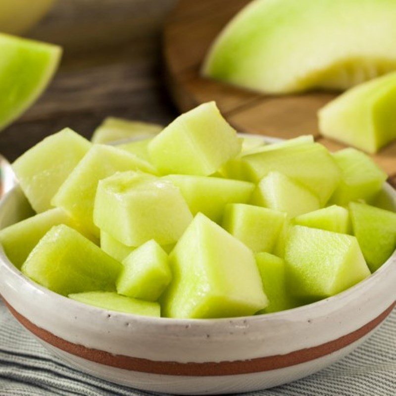 Step 1 Prepare the melon for Korean Melon Ice Cream from heavy cream