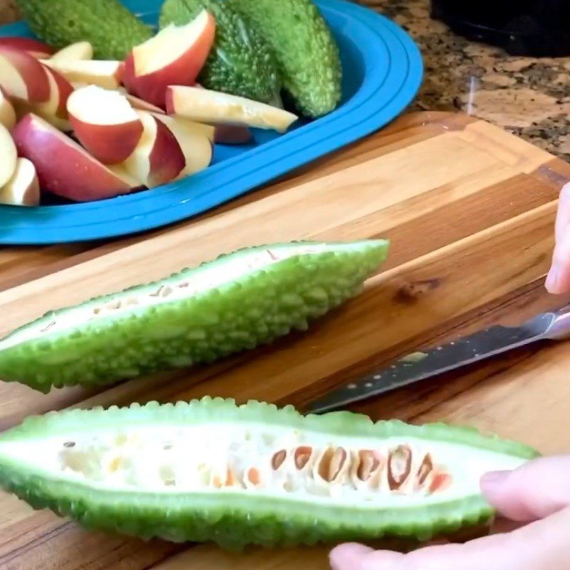 Step 1 Prepare bitter melon and apple Bitter Melon Apple Juice