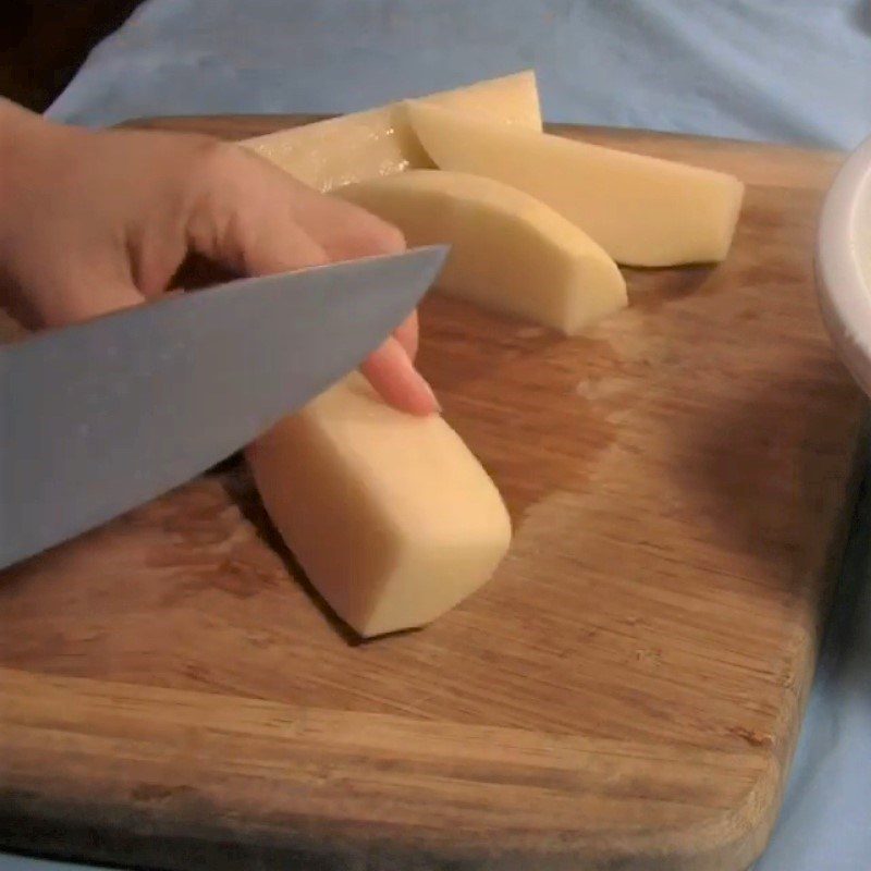 Step 2 Prepare potatoes and asparagus for pork steak with mashed potatoes