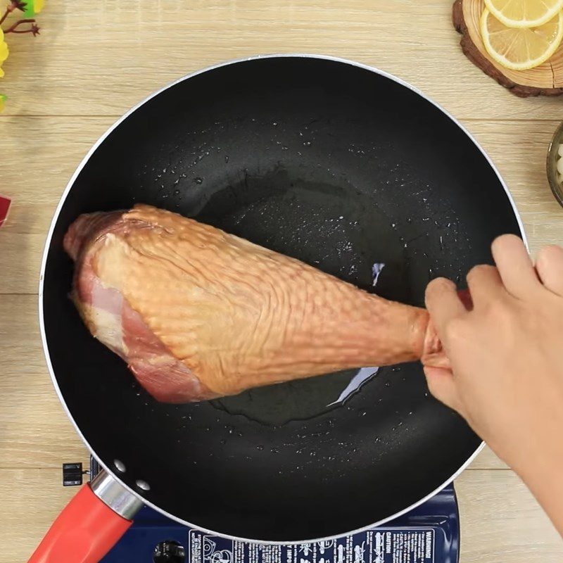 Step 1 Grill the turkey leg Grilled Smoked Turkey Leg Wrapped in Rice Paper