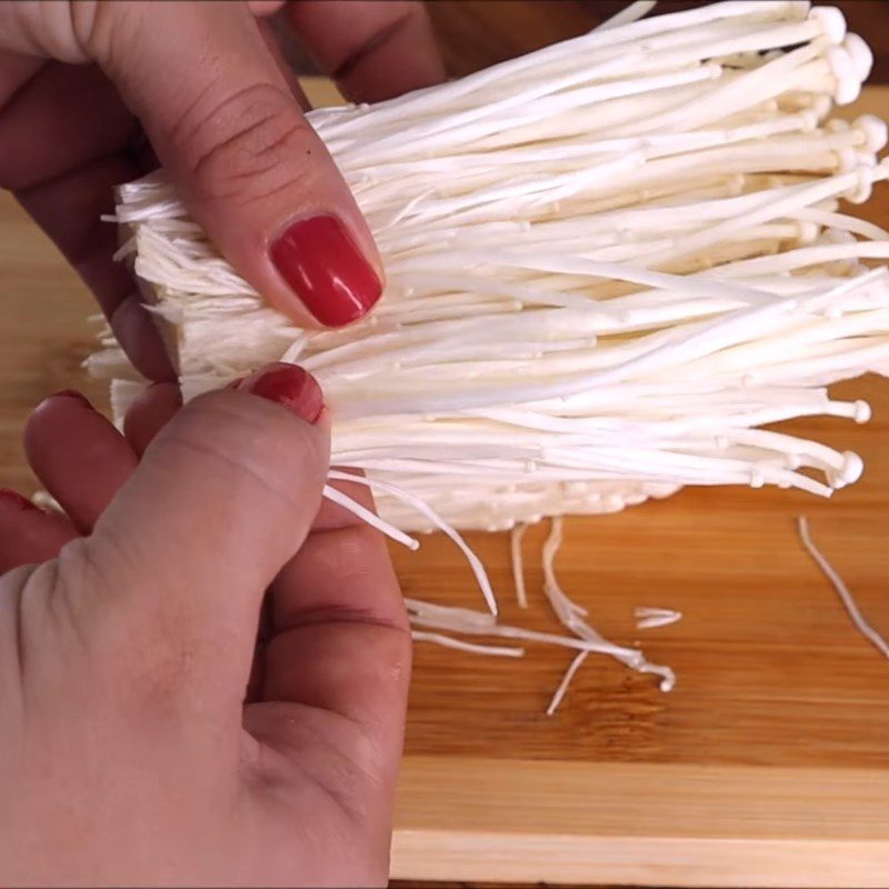 Step 2 Prepare the enoki mushrooms for Grilled Beef Belly Rolls with Enoki Mushrooms