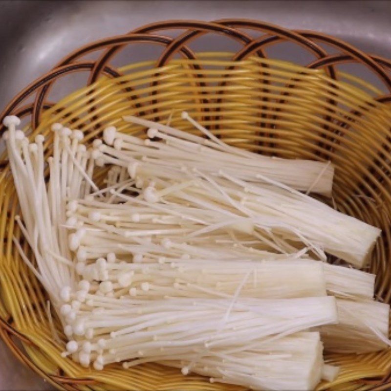 Step 2 Prepare enoki mushrooms Beef belly rolled with enoki mushrooms grilled