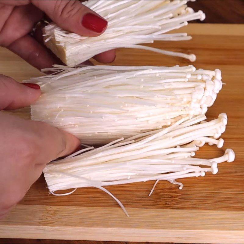 Step 2 Prepare enoki mushrooms Beef belly rolled with enoki mushrooms grilled