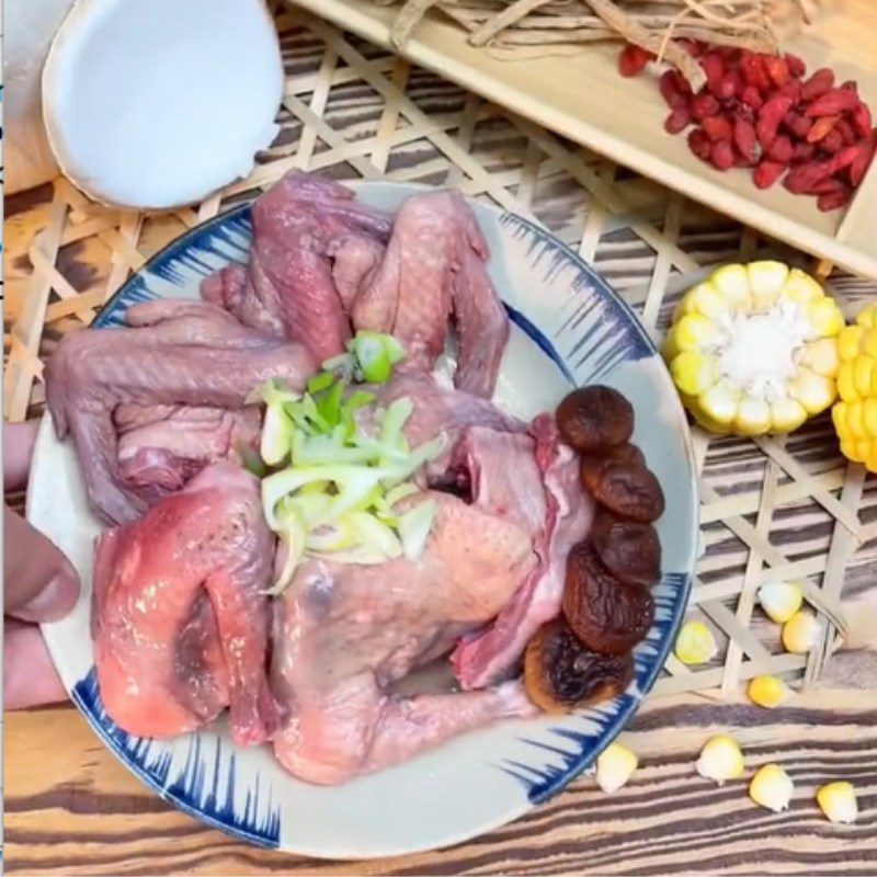 Step 1 Prepare Ingredients for Pigeon Stewed in Coconut (Recipe shared from Tiktok Cooking with TasteVN)