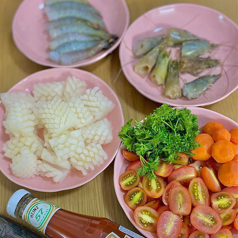 Step 1 Prepare ingredients for Black Ink Pasta with Seafood