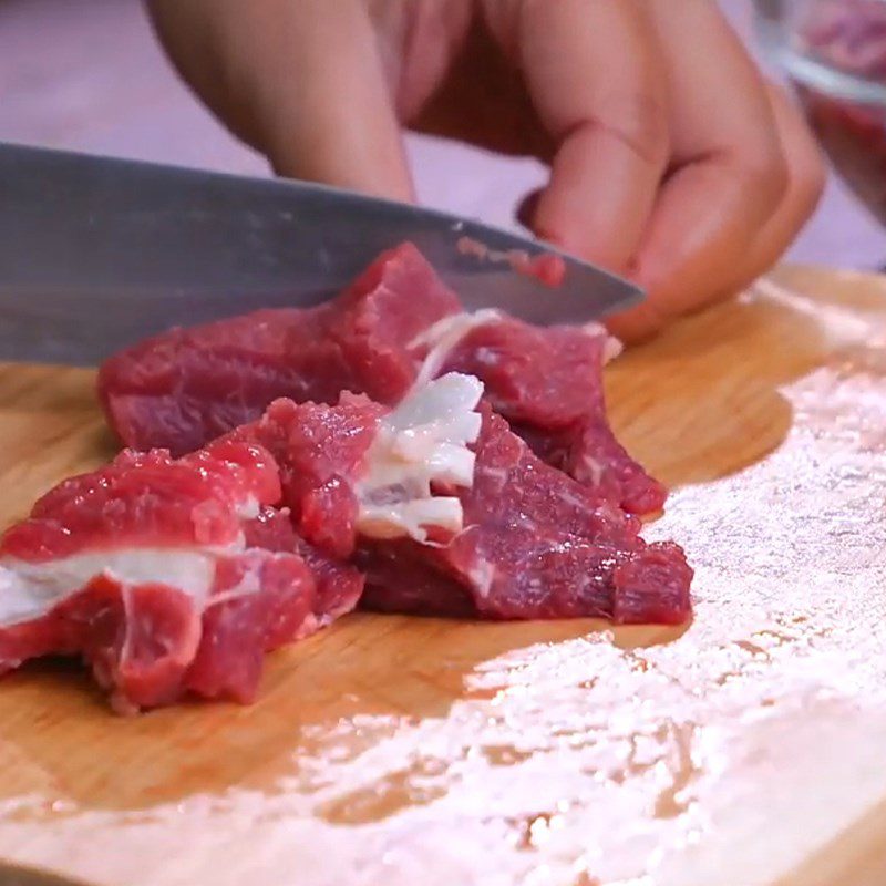 Step 1 Prepare and marinate beef for Beef stew with potatoes and carrots