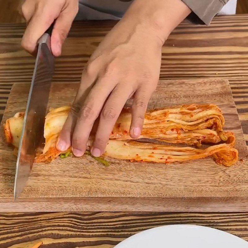 Step 1 Prepare the ingredients for Stir-fried Pork Belly with Kimchi (Recipe shared from TikTok Cooking with TasteVN)