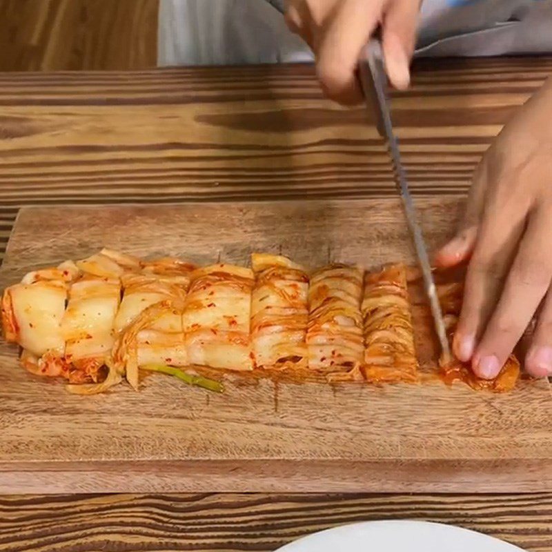 Step 1 Prepare the ingredients for Stir-fried Pork Belly with Kimchi (Recipe shared from TikTok Cooking with TasteVN)