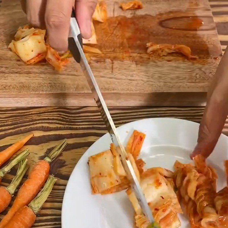 Step 1 Prepare the ingredients for Stir-fried Pork Belly with Kimchi (Recipe shared from TikTok Cooking with TasteVN)