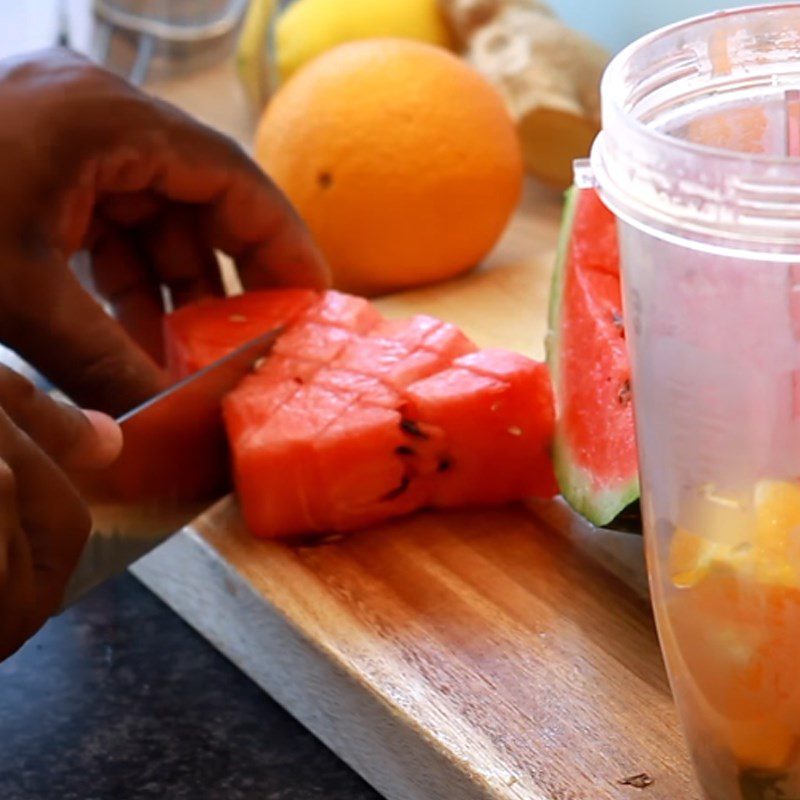 Step 1 Prepare the ingredients for Watermelon Orange Ginger Lemon Juice