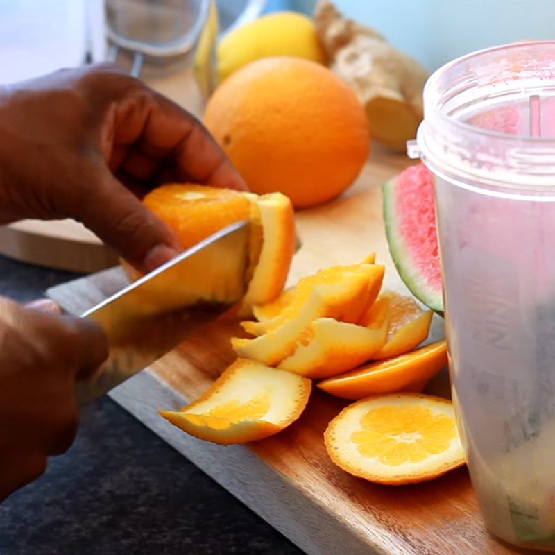 Step 1 Prepare the ingredients for Watermelon Orange Ginger Lemon Juice