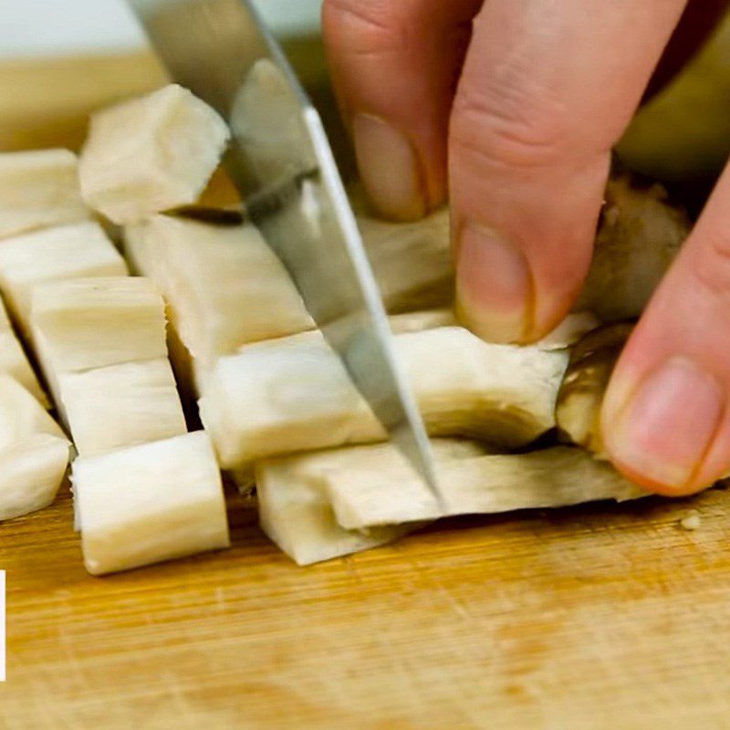 Step 1 Preparing ingredients for fried mushroom cake