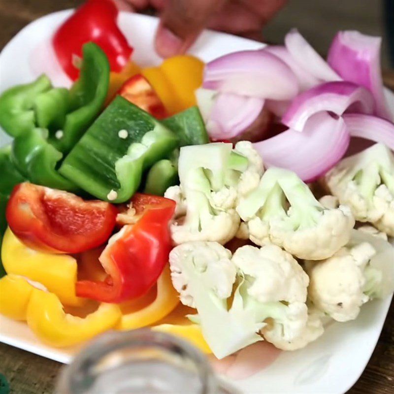 Step 1 Prepare the Vegetables for Indian Style Grilled Vegetable Skewers