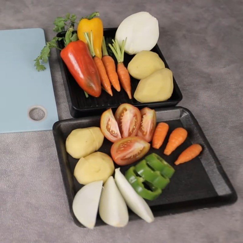 Step 2 Prepare vegetables for beef steak with an air fryer