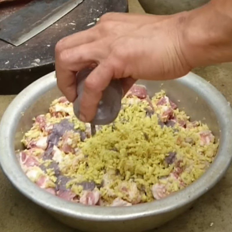 Step 2 Prepare the ginger and marinate the pork Grilled Pork with Ginger and Fermented Rice