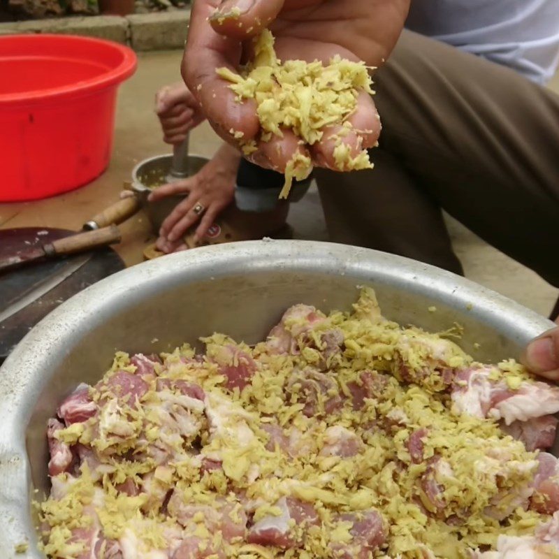 Step 2 Prepare the ginger and marinate the pork Grilled Pork with Ginger and Fermented Rice