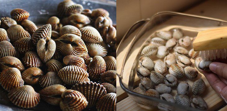 Step 1 Prepare the blood cockles for blood cockle porridge