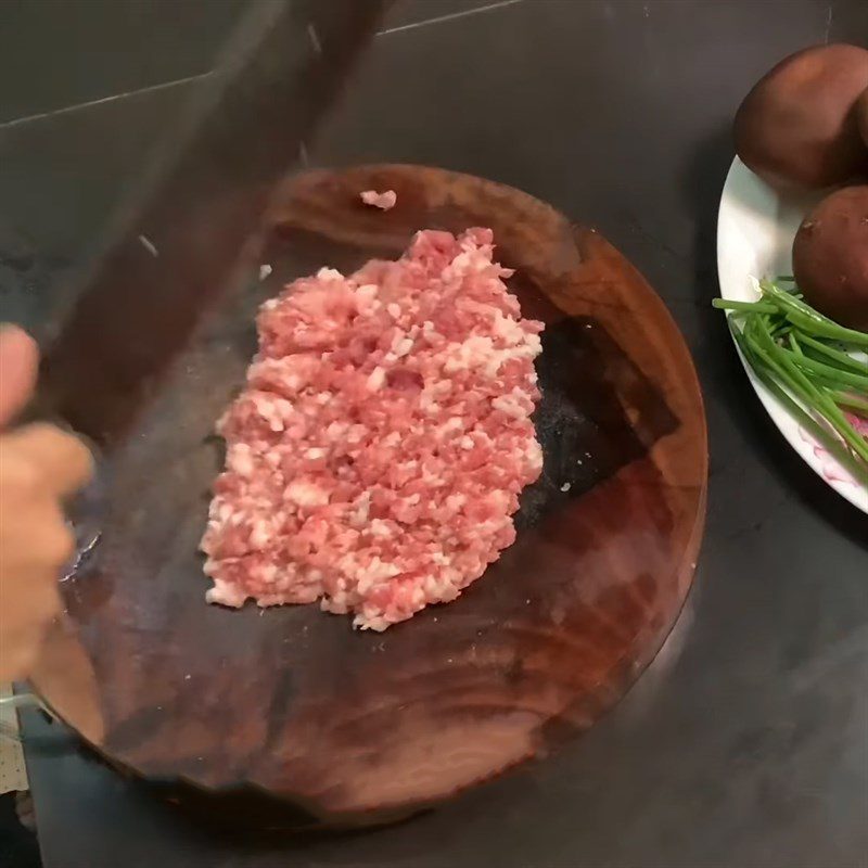 Step 1 Prepare pork belly for Steamed Shiitake Mushrooms stuffed with minced meat