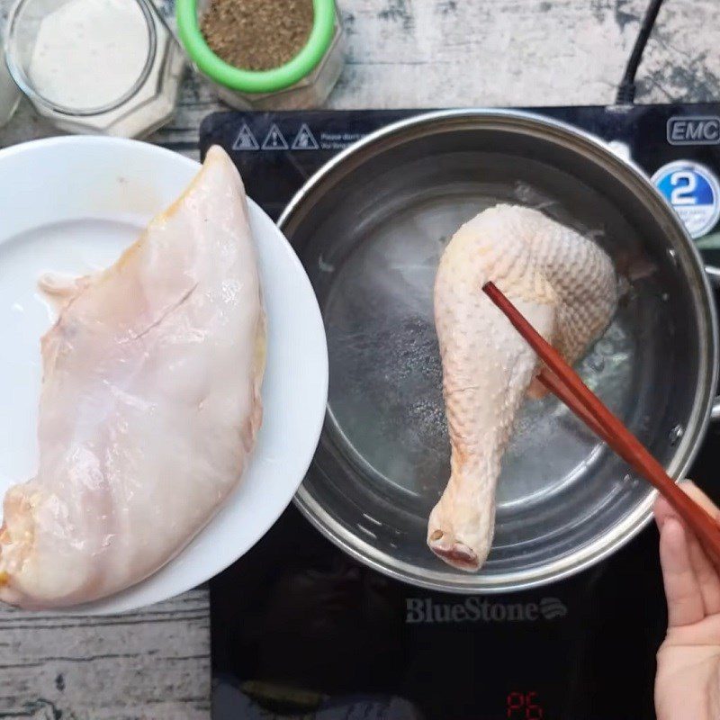 Step 1 Prepare the chicken for Green Mango Chicken Salad