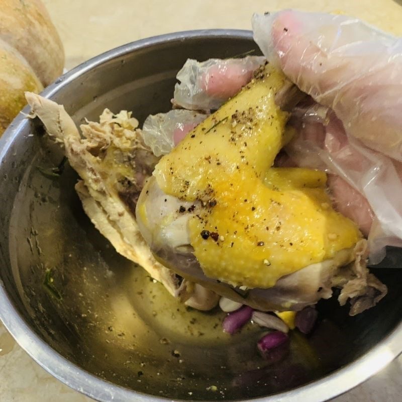 Step 2 Prepare the chicken Whole pumpkin chicken stew