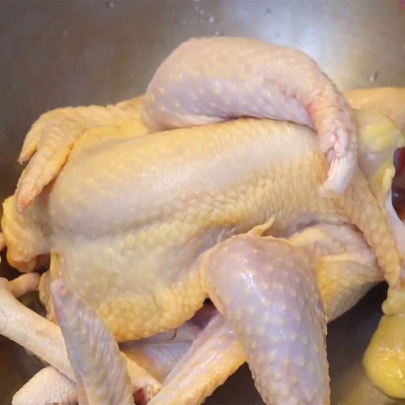 Step 1 Prepare chicken and ingredients for Chicken wrapped in Pandan leaves with Plum Sauce